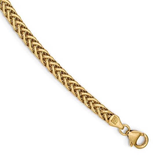 4.25mm 14K Yellow Gold Hollow Fancy Wheat Chain Necklace, 17 Inch - Picture 1 of 6